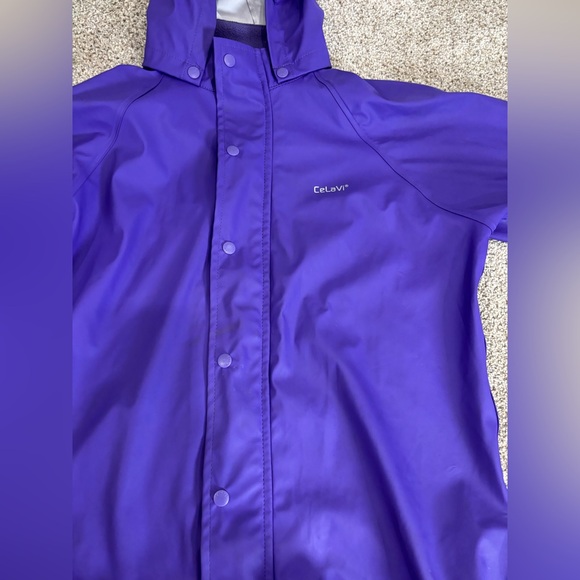 CeLaVi Rain Coat Child Size 8-9 Years Purple Rubberized Rain Suit Jacket Pants - Picture 8 of 8